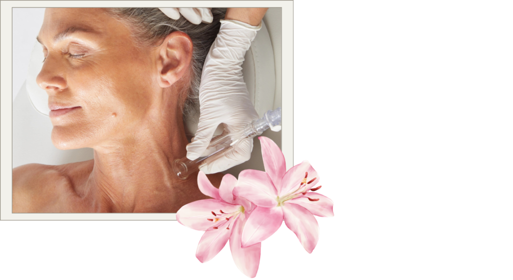 A patient enjoying their hydrafacial with lymphatic drainage massage for our mother's day special.