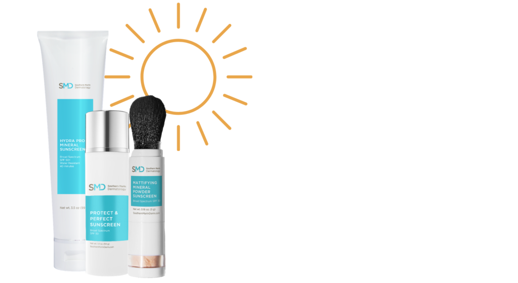 Various sun protection products and sunscreens for skin cancer awareness month